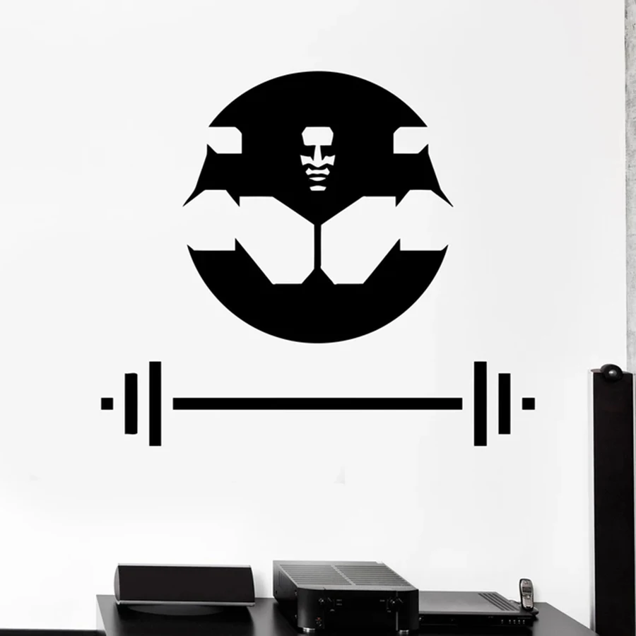 

Bodybuilding Wall Decal Muscle Barbell Fitness Sports Vinyl Window Stickers Strong Body Healthy Life Gym Interior Decor Art M138