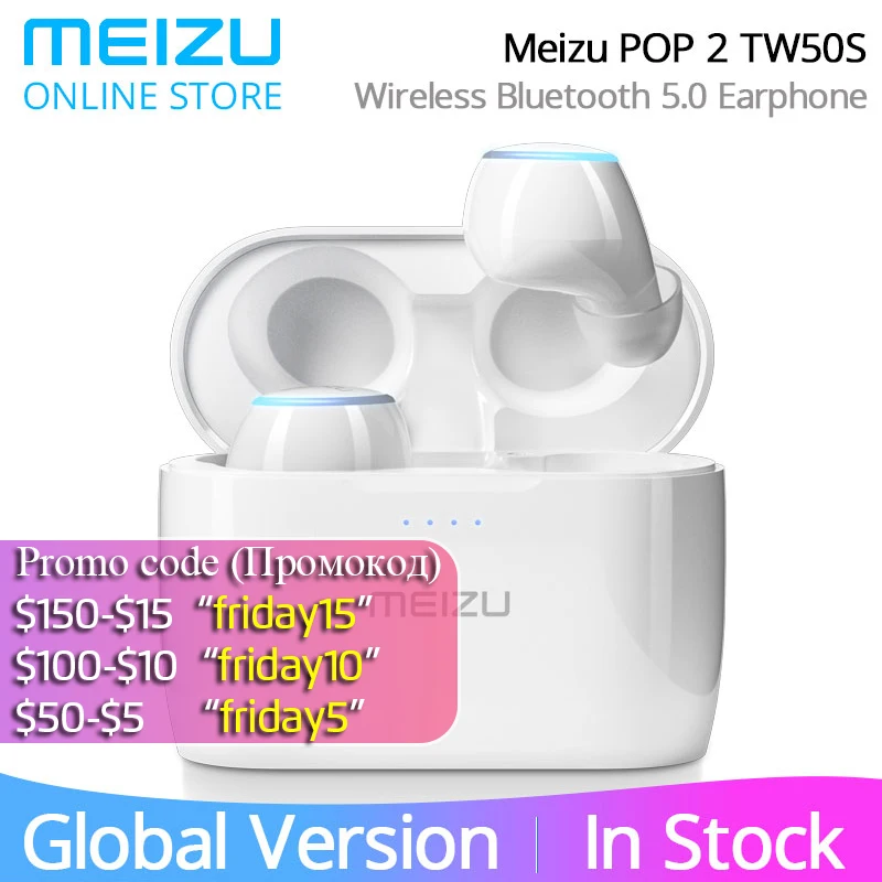Глобальная версия Meizu POP 2 TW50S, беспроводные наушники Meizu POP2, Bluetooth 5,0, мини наушники-вкладыши, водонепроницаемые, с беспроводной зарядкой