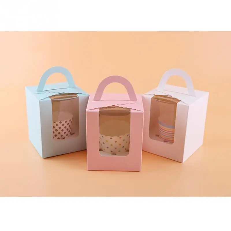 10 шт. мини печенье коробка для конфет одной маффины портативная розовая кексов
