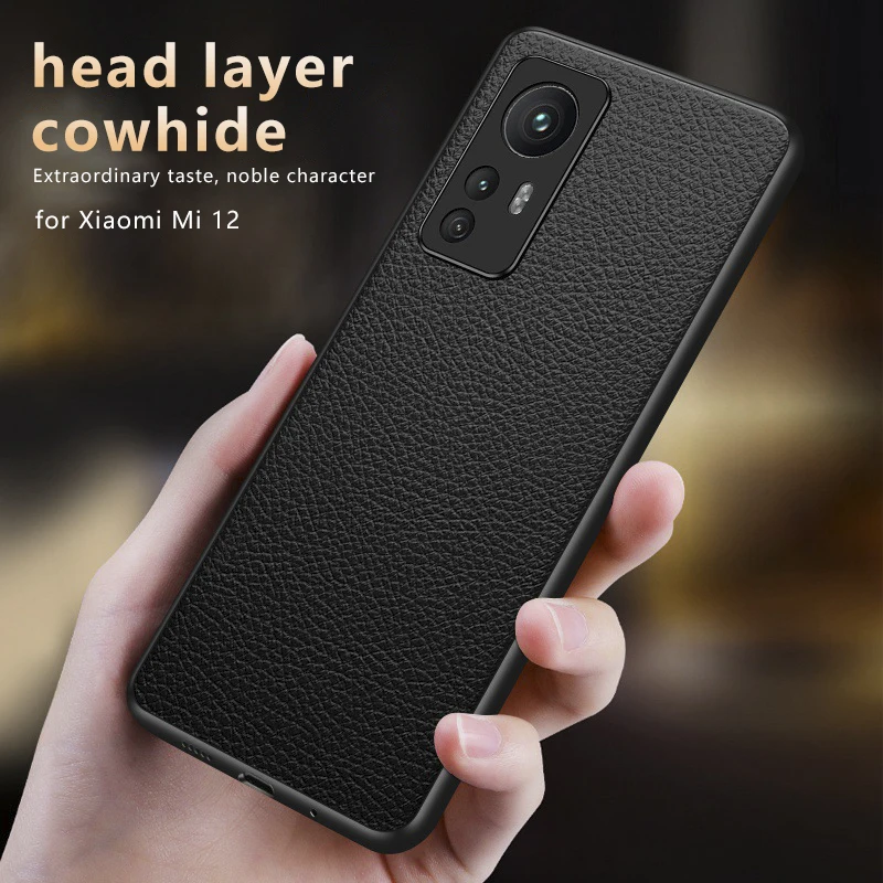 

High-end Business Genuine Leather Phone Case All-inclusive Fine Hole Camera Lens Protection Back Cover For Xiaomi 12 Pro 12X