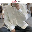 LAPPSTER мужская хлопковая клетчатая рубашка большого размера 2020 Мужская Лоскутная рубашка в стиле хип-хоп на пуговицах с длинными рукавами Корейская одежда Harajuku для пары