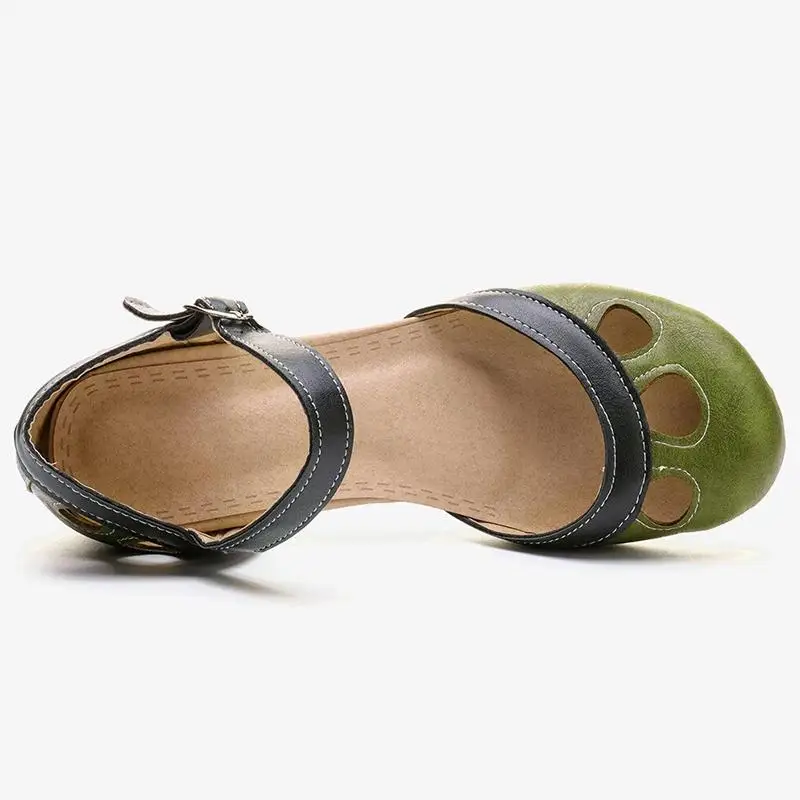 

Summer Fashion Womens Buckle Sandals 2021 New Women Mid High Shoes Round Toe Hollow Flat Mid High Heel Ladies Sexy Sandals