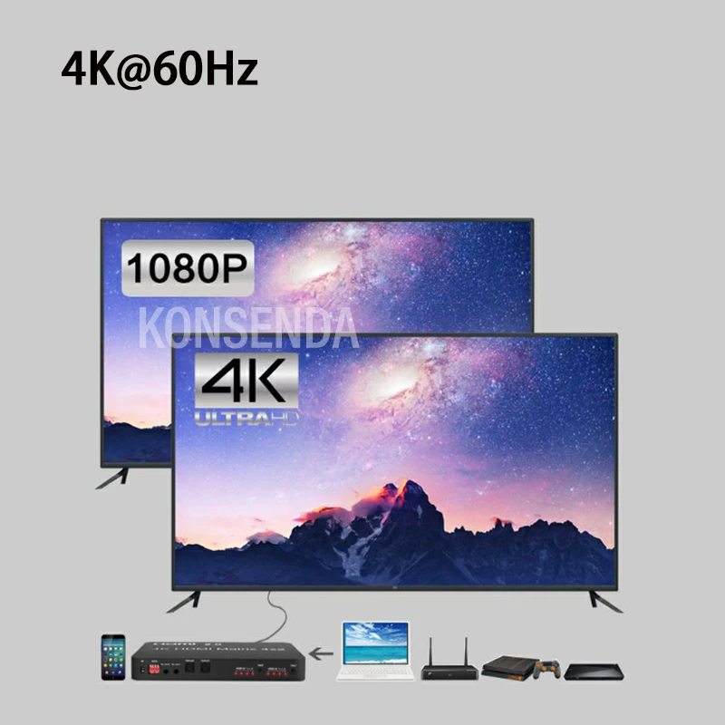 4x2 HDMI 2 0 Φ 4 x вход сигнала выхода поддержка волоконных и стерео наушников выход для