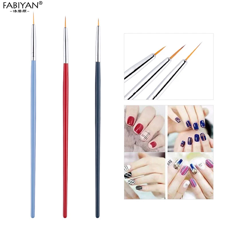 Nail Art Liner Полоса Ручка Живопись Цветок Акриловых УФ-Гель Лак 3D Советы Дизайн Инструменты Рисования DIY 3 Шт. Маникюрный ногти о Набор кисточки для маникюра ершик дизайн ногтей