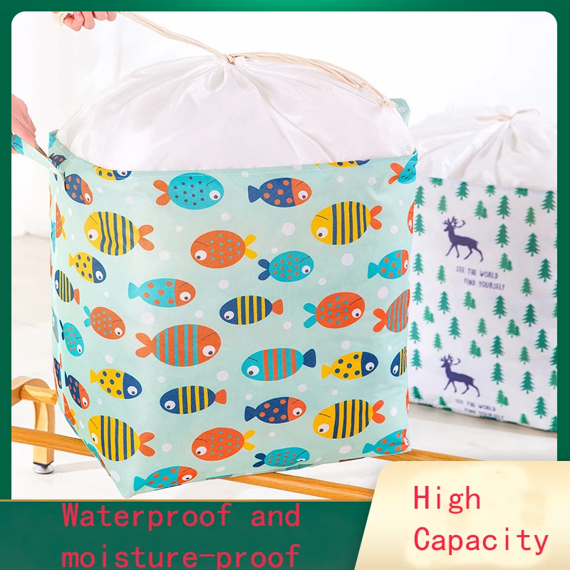 

Cartoon Cotton Beam Storage Bag Large Capacity Foldable Dirty Clothes Storage Basket Home Clothing Toy Storage Container