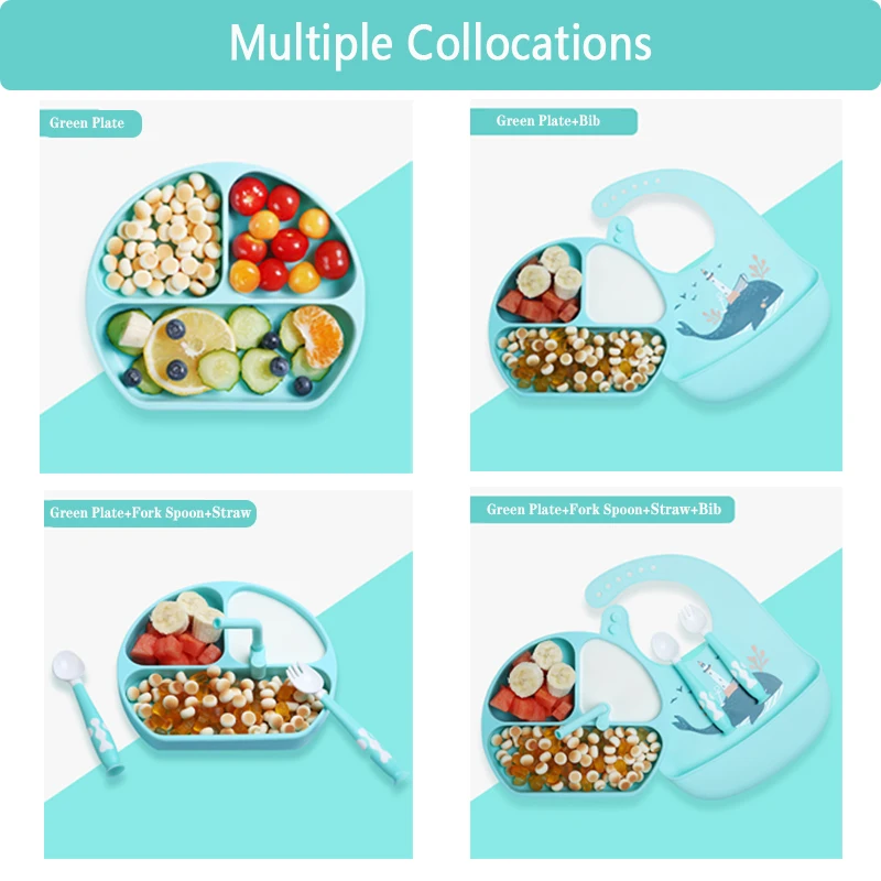

Children's Tableware Silicone Plates For Food Baby Feeding Dinner Set Bowl For Children Smile Face Baby Tableware Set Kids Plate