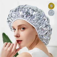 shower cap heat insulation aluminum foil hat elastic bathing cap for women hair salon bathroom