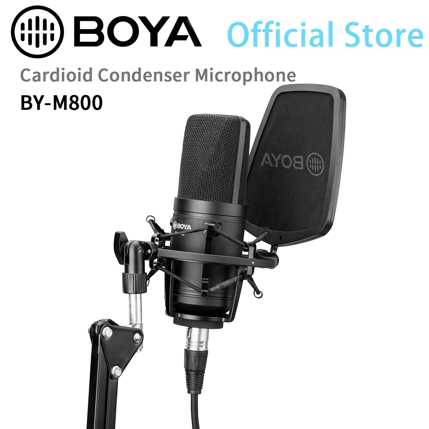 BOYA BY-M800 большой диафрагменный микрофон с низким фильтром кардиоидный