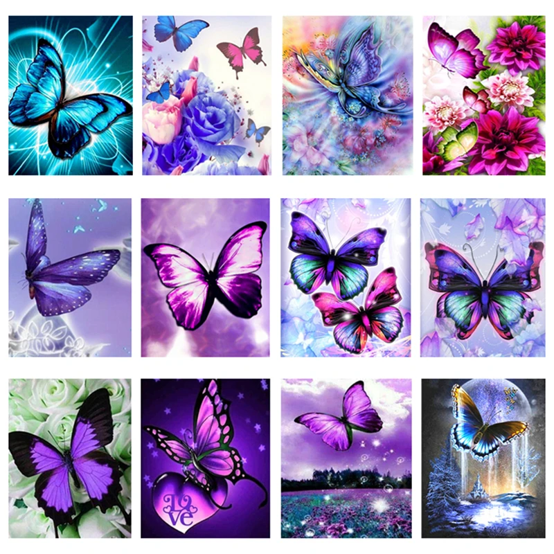 RAILONCH 5D DIY Полный Круглый Алмаз живопись Бабочка Мозаика Алмазная вышивка