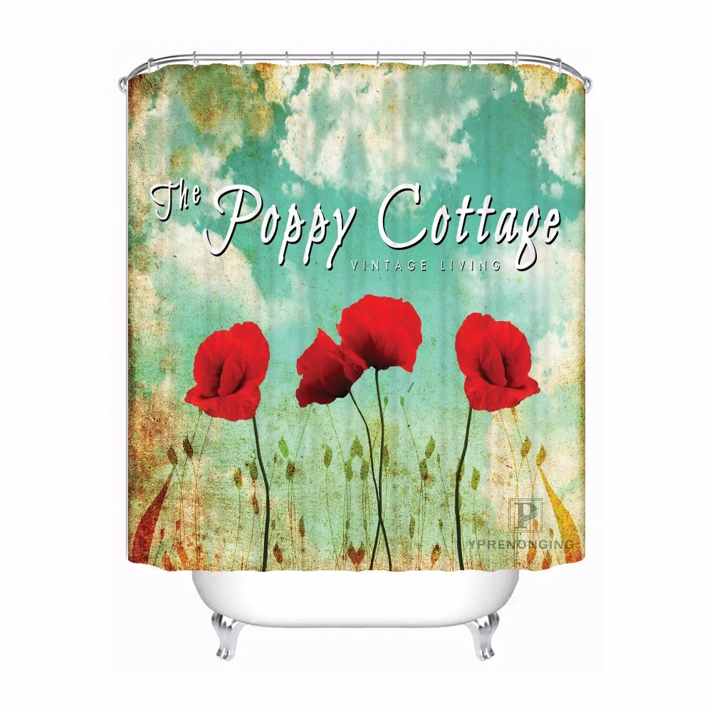 Шторка для ванной на заказ бутоны поля Красные маки цветочный Декор дома