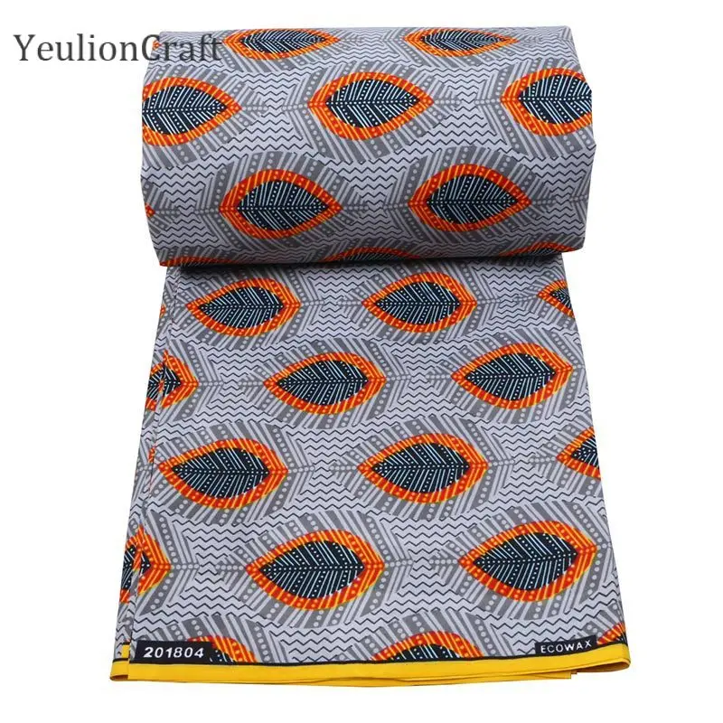 Chzimade 1 ярд серые листья печать Анкара африканская ткань 100% полиэстер воск для