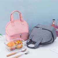 double layer insulated cooler lunch bag portable handbags thermal bento pouch mommy bag food storage bags dinner container