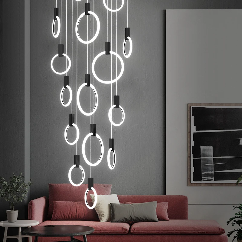 

Modern App Dimmable Led Chandeliers Lighting Living Dining Room Decor Led Chandelier Lamp Acrylic Stair Hanging Lights Fixtures