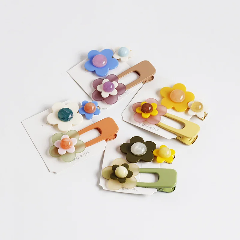 

2020 New Spring And Summer Small Fresh Hair Clip Mori Drip Oil Two-Piece Hair Clip Set
