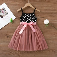 2021 cute toddler girls princess dress summer lace dots bow suspender dresses baby girl clothes kids outfit sleeveless skirt