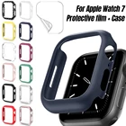 Чехол + Защитная пленка для Apple Watch серии 7, 41 мм, 45 мм с защитной рамкой для экрана, бампер, аксессуары для умных часов