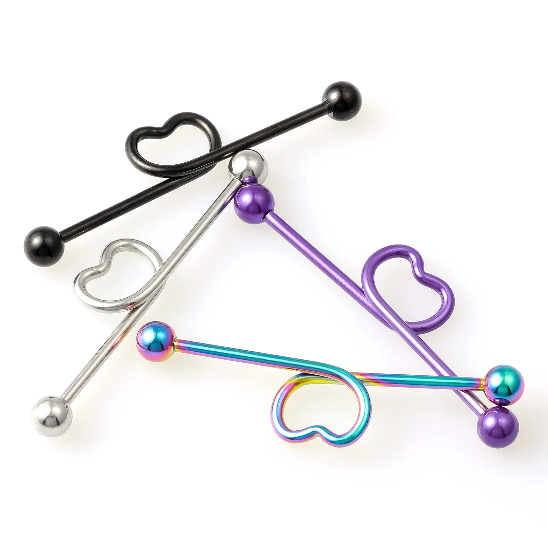 

4Pcs Industrial Rod Ear Bone Nail Set Trend Punk Style Love Sharp Cone Geometric Distortion Creative Personality Earrings