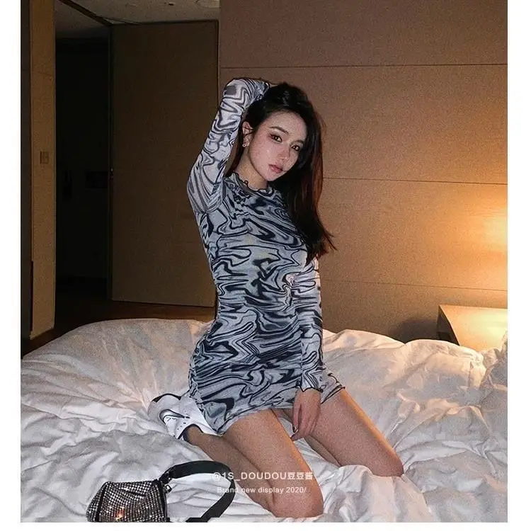 

2020 dress women's spring and autumn Sexy Leopard Print tight bag buttocks slim waist short skirt