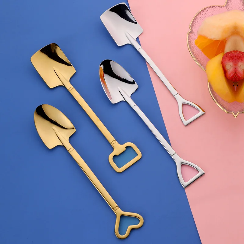 

Retro Tip Flat Shovel Coffee Tea Ice Cream Watermelon Spoon 304 Stainless Steel Dessert Spoons Bar Home Fashion Tableware