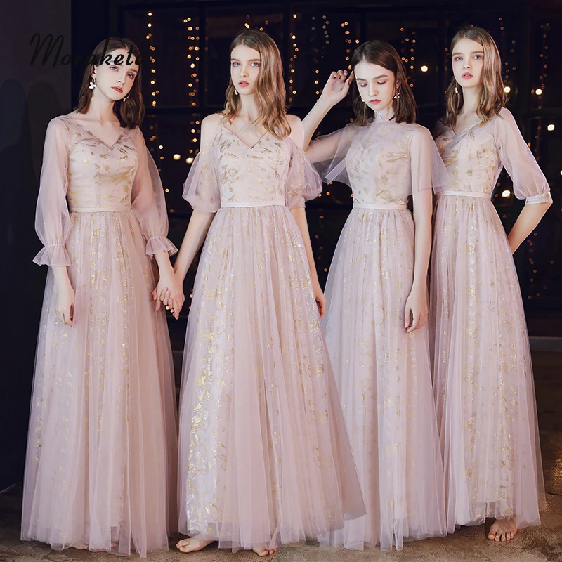 Элегантные розовые платья подружки невесты для свадьбы 2020 V образные длинные