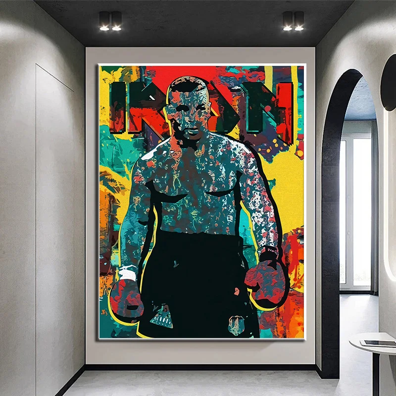 

Graffiti Art Motivational Boxing Star Sports Player Canvas Painting Inspirational Poster Print Wall Picture for Boys Gym Decor