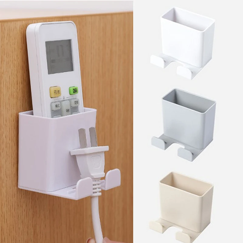 

Wall Mounted Organizer Storage Box Remote Control Mounted Mobile Phone Plug Wall Holder Charging Multifunction Holder Stand