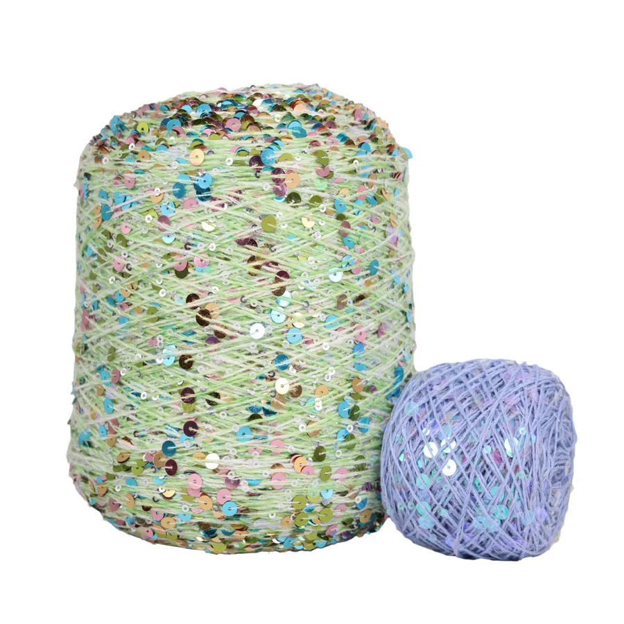 Пряжа с Ппайетками 50 г акриловая для ручной вязки хлопковая шерстяная вязания