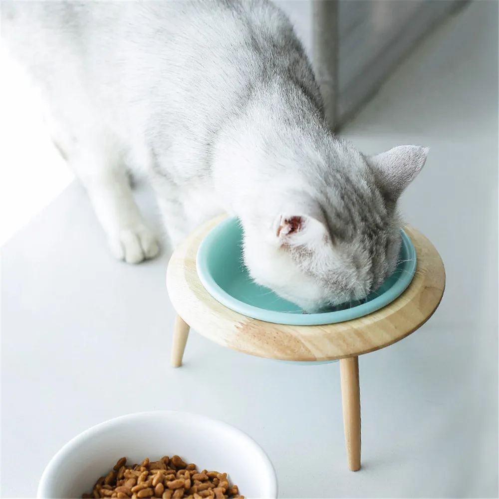 Элегантный синий Керамика миска для кошки Универсальный Pet употребление