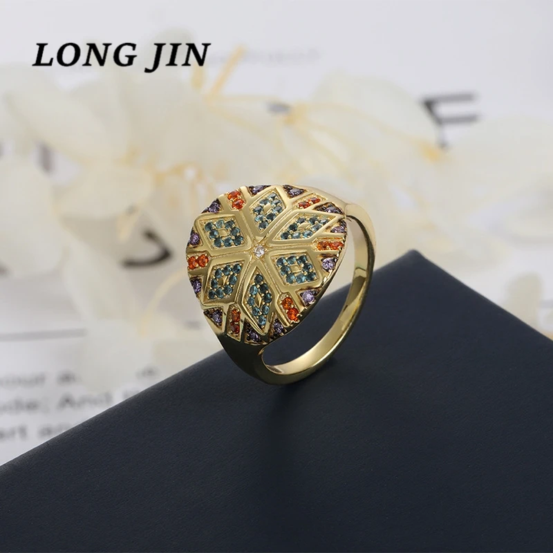 Кольцо в богемном стиле цветное этническое круглое кольцо украшенное