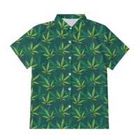 ifpd euus size 3d maple green leaf button shirts fashion men women plant 3d print shirt summer harajuku plus size streetwear
