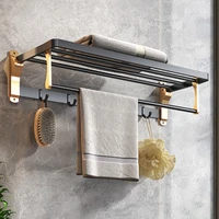 light luxury style towel rack free punching toilet bathroom rack wall hanging toilet towel rack toilet space aluminum