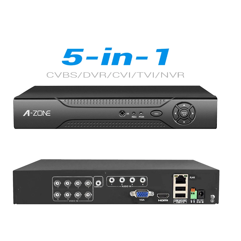 Мини видеорегистратор Onvif PTZ H.264 8 каналов 1080P 5 в 1 для системы видеонаблюдения VGA HDMI