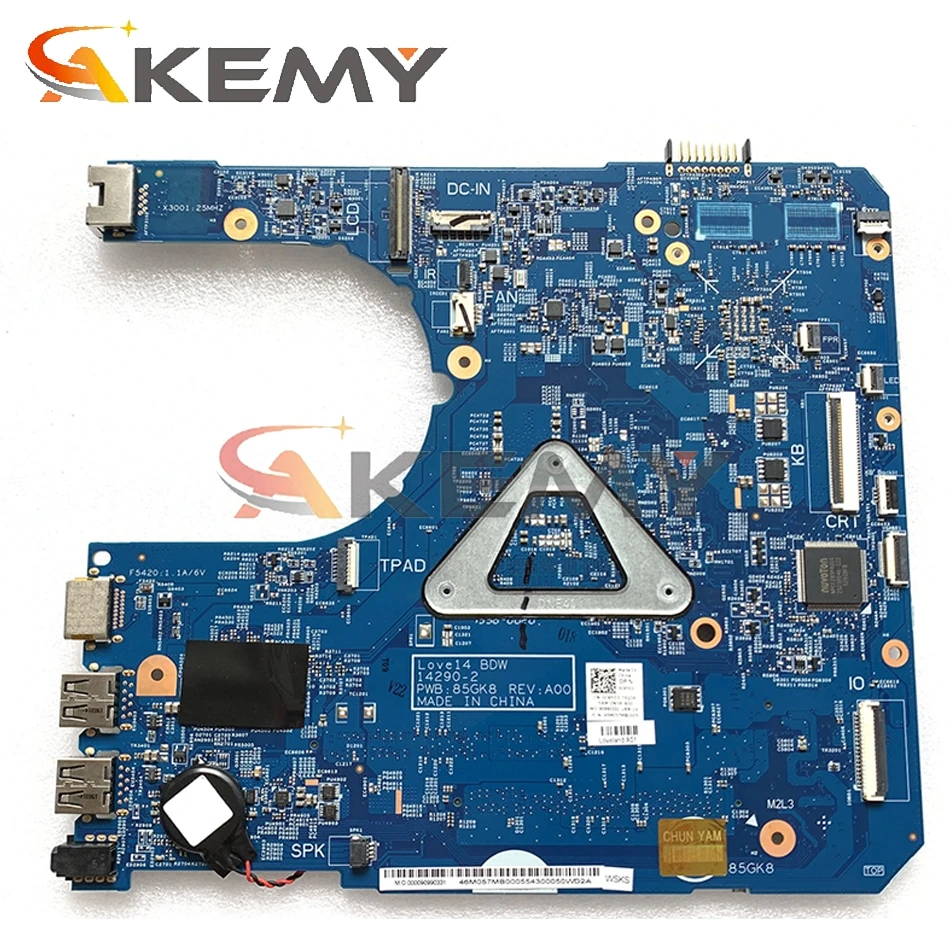 Akemy 14290-2 для Dell Latitude 3460 3560 Материнская плата ноутбука ПРБ: 85GK8 REV:A00 (процессор 3215U )
