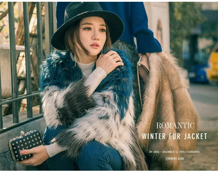 

Autumn Winter Korean Mid-length Gradient All-match Slimming Fashion Fake Faux Fur Coat Jacket Women Long Female Coat Women