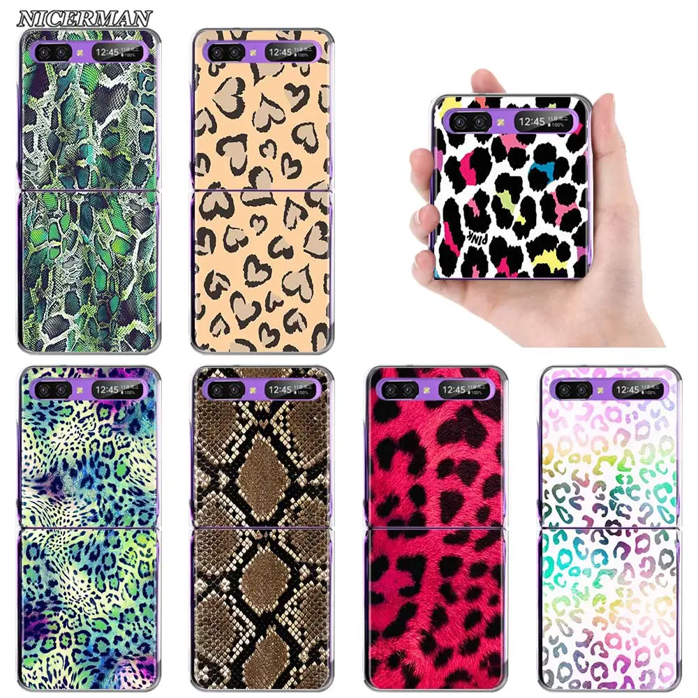 

Phone Case for Samsung Galaxy Z Flip3 6.7" Cases Coque for Galaxy Z Flip3 5G Cover Rainbow leopard snake skin Fundas Capa