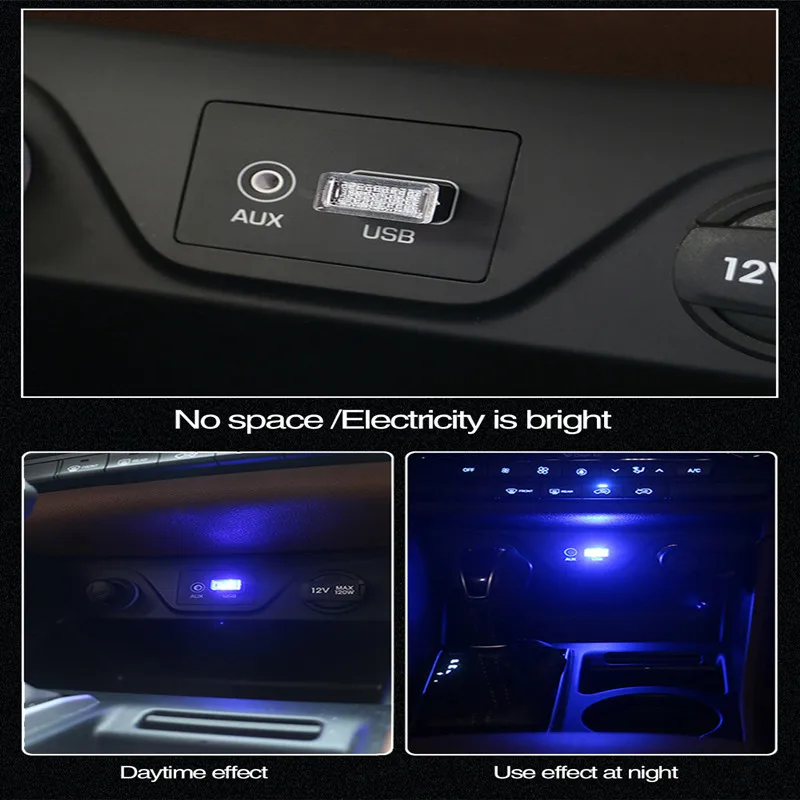 Автомобильный Usb атмосферный свет светодиодный прямой в линии декоративный
