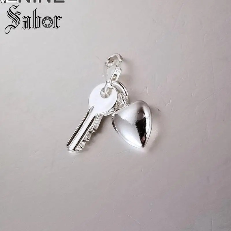 Модные серебряные подвески для сердечек и ключей подходящие браслетов ожерелий