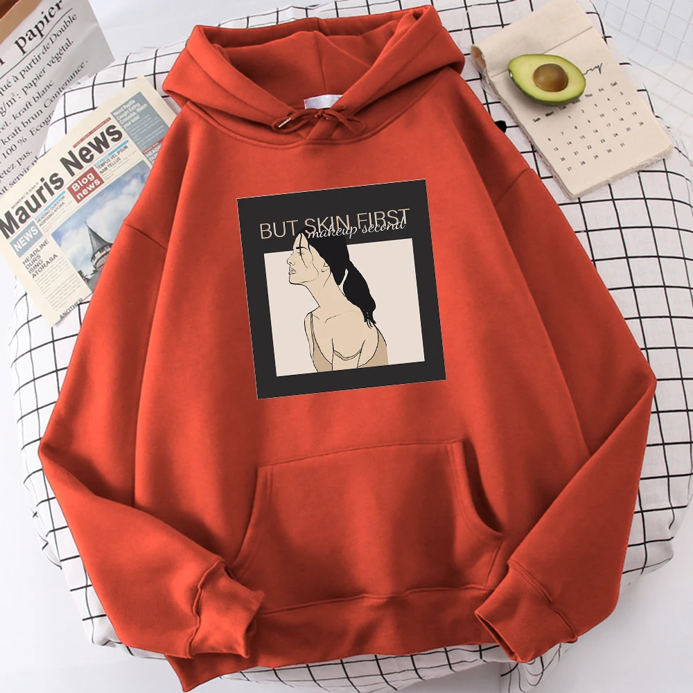 

But Skin First Printing Womans SweahoodiesFashion Casual Hip Hop Top Autumn Oversize Hoodies Retro Crewneck Female Hoodie