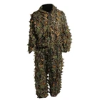 41QC Ghillie костюм, камуфляжные охотничьи костюмы с 3d-листьями, костюм с капюшоном для лесных девушек