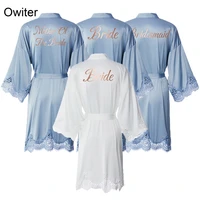 owiter 2020 new matt satin lace robe bride robe bridesmaid robes wedding bridal robes long gowns women robes sleepwear pajamas