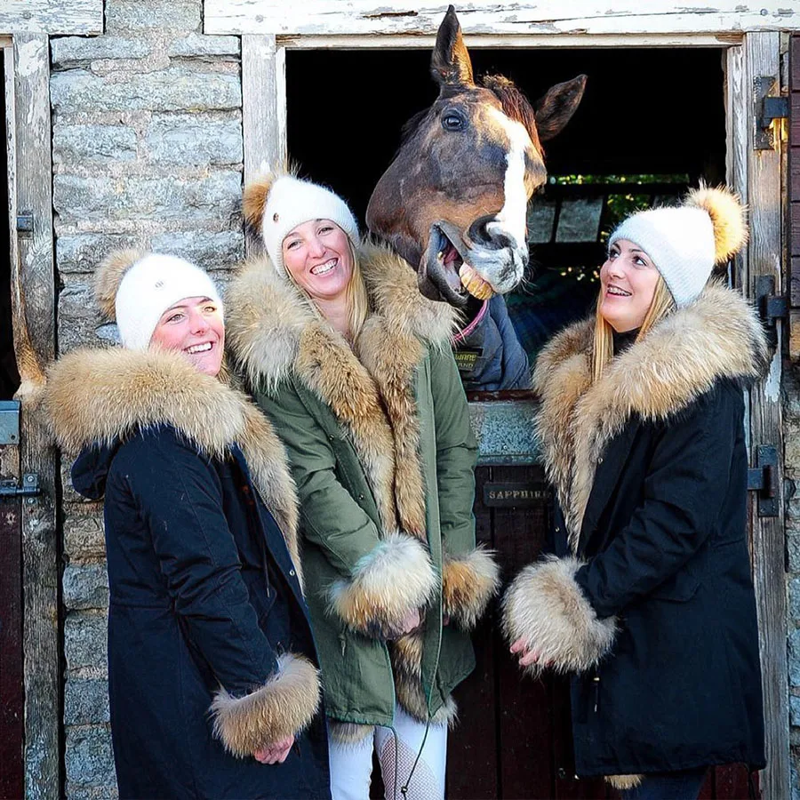 Зимнее женское пальто из натурального меха Женская парка куртка с меховым