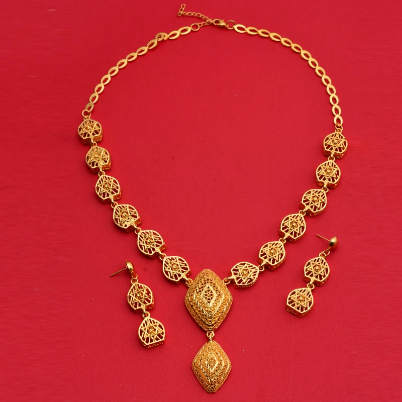 24 К золотой цвет большой свадебный комплект ювелирных изделий