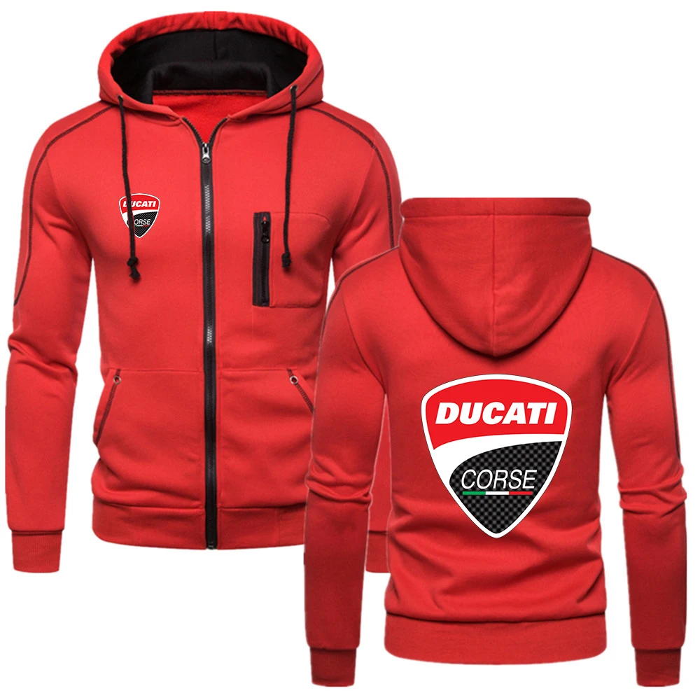 

2021 Mens Ducati Male Comfortable Warm Cotton Zipper Hoodie Fitness Sweatshirt Solid College Comfortable Popular Coat Tops