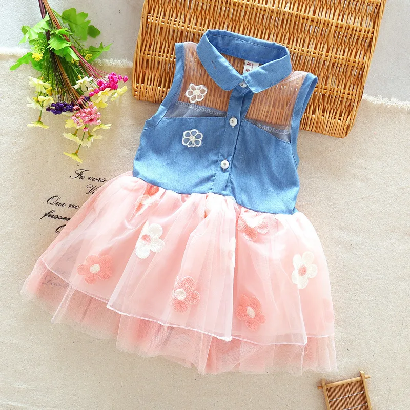 2018 Hot Selling Summer Girls Lace Sleeveless Princess Dress Upper Body Cowboy Fashion Beach Lovely Child Dresses|Платья| |