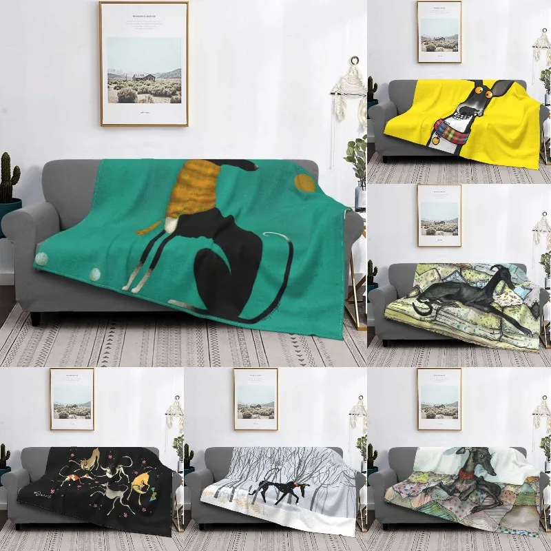 

Ультрамягкое флисовое черное покрывало Sighthound Greyhound для домашних питомцев, теплое фланелевое одеяло для кровати, дивана, покрывала