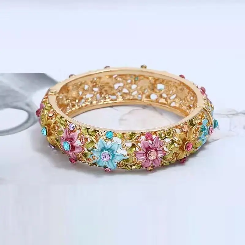 Перегородчатый браслет с широкой ручной росписью ручная работа украшения