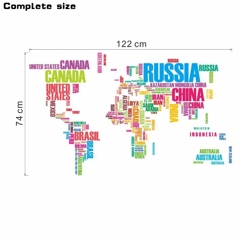 Самодельные цветные буквы комбинированная карта мира настенные наклейки декор
