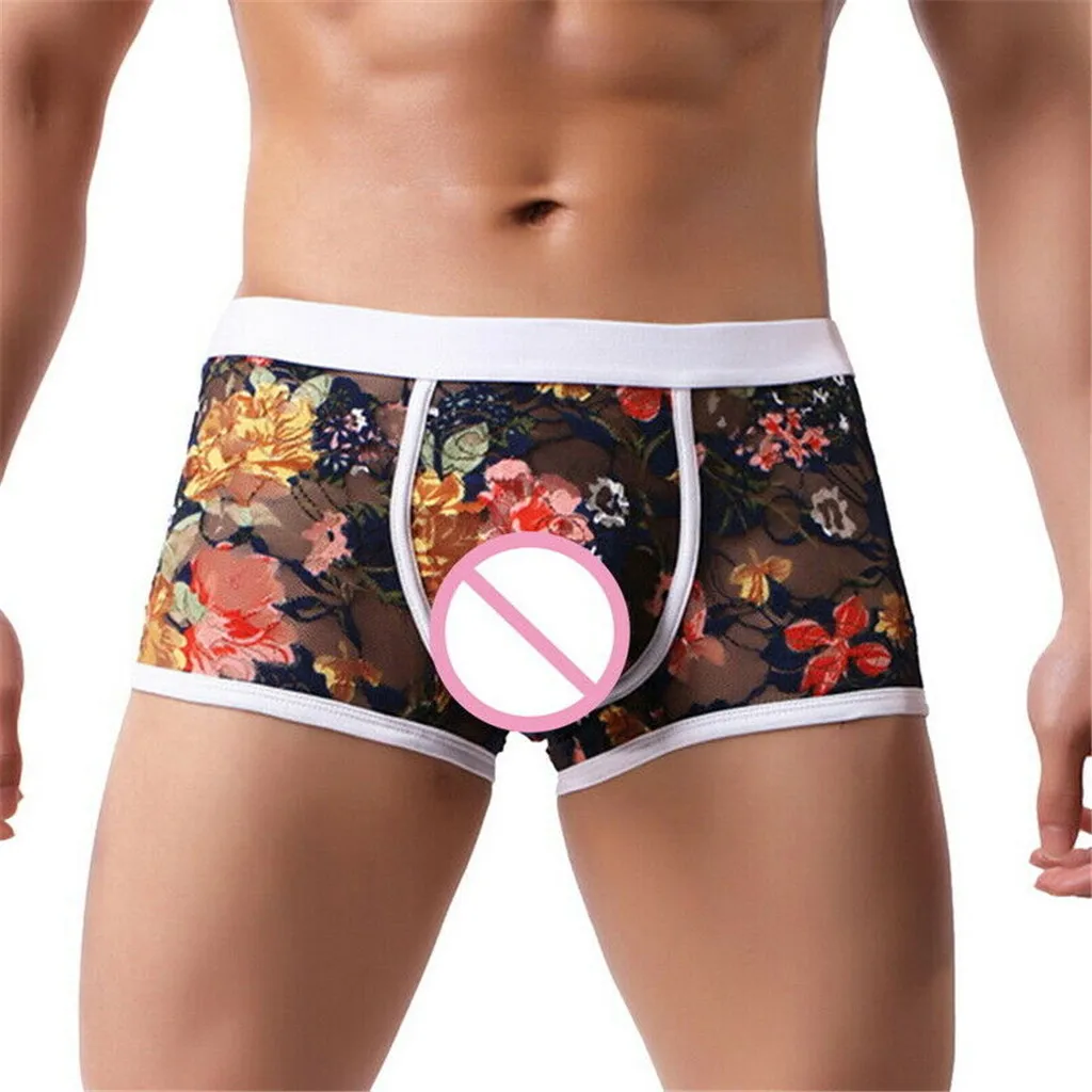 2021 сексуальное нижнее белье кружевные шорты мужское для пениса мужские боксеры