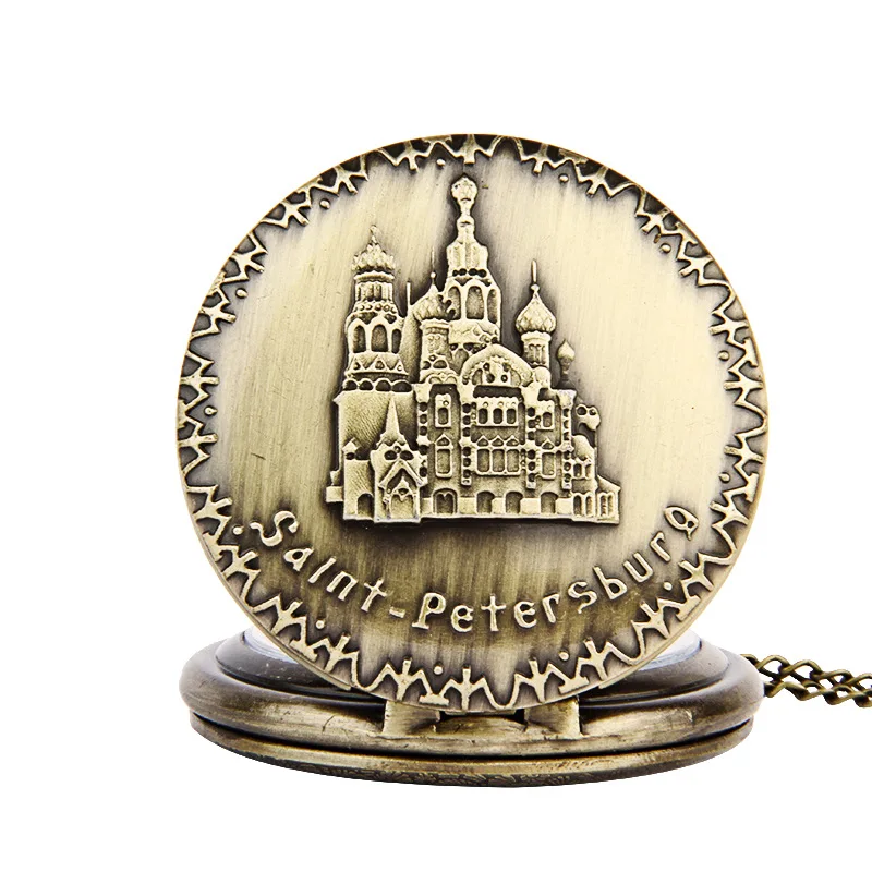 Горячая Распродажа Бронзовый Санкт-Петербург карманные часы с откидной крышкой