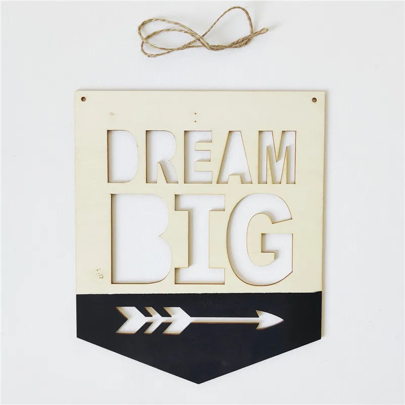 INS деревянный позитивный девиз баннер мечта большой чип настенная висячая
